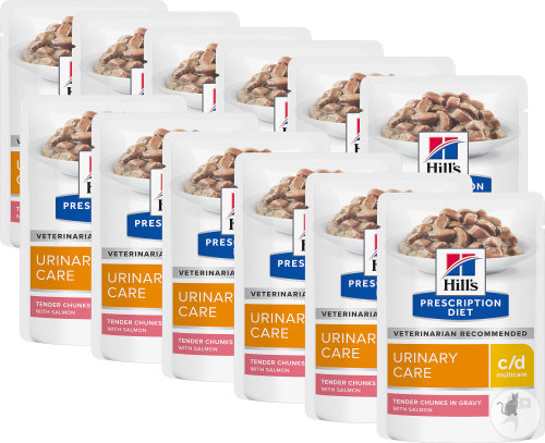 Hill's Pet Nutrition Prescription Diet C/D Multicare Féline Au Saumon 12x85g