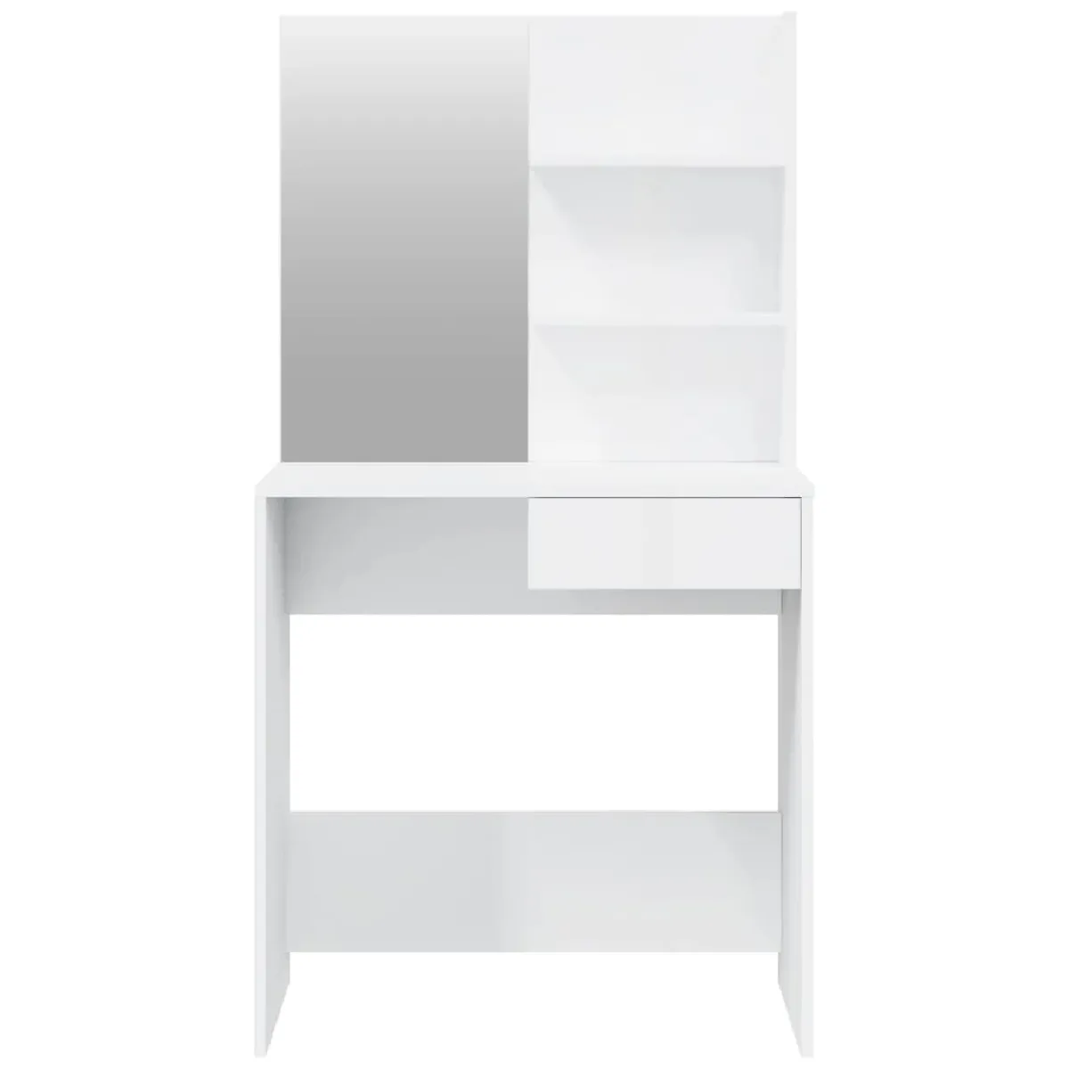 Helloshop26 Coiffeuse avec miroir - Blanc brillant