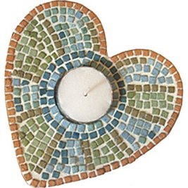 Atelier mosaïque culture club bougeoirs forme coeur 1 kit