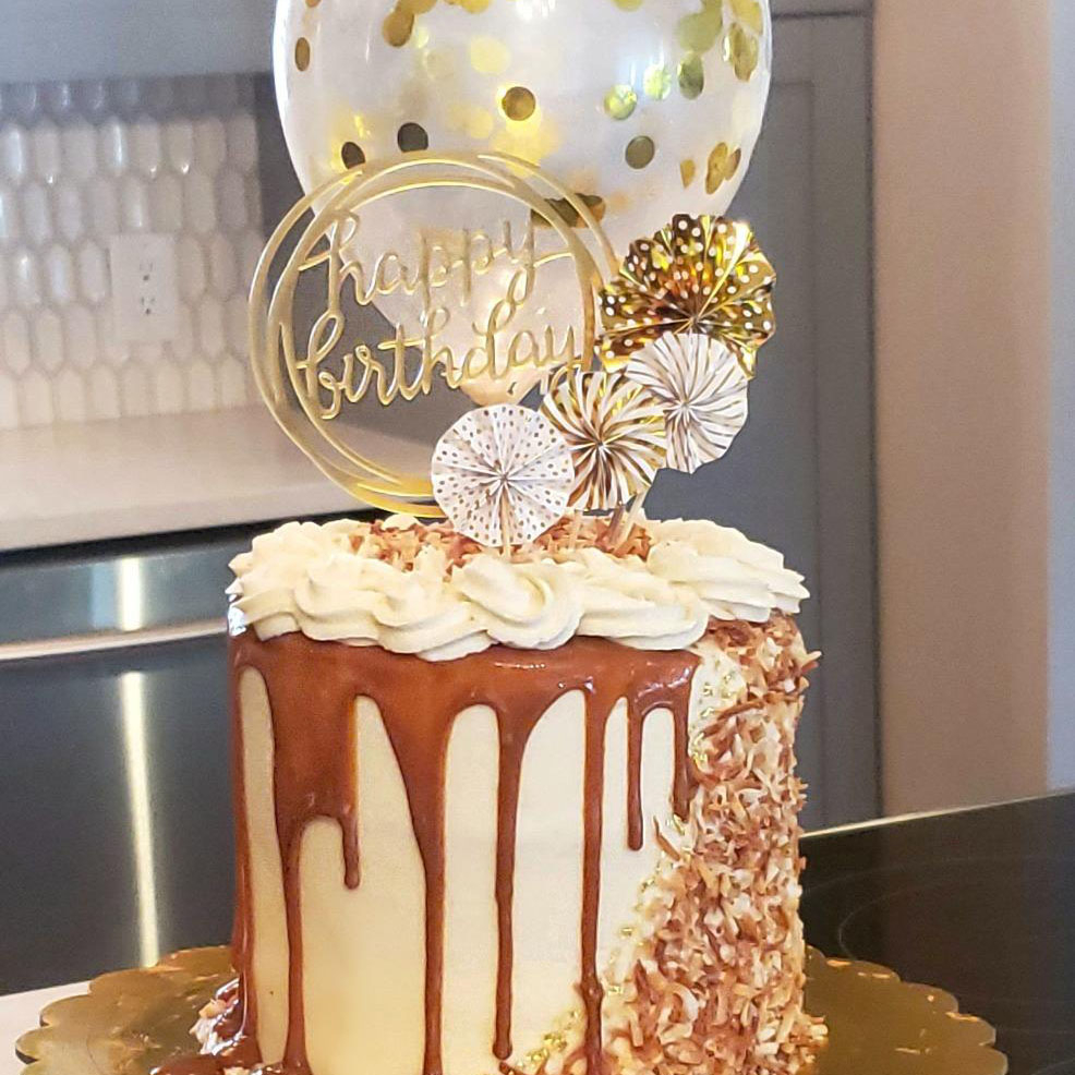 Kuchenstecker Happy Birthday Rund Acryl Tortenstecker Topper Dekoration für Torten / Kuchen - Gold