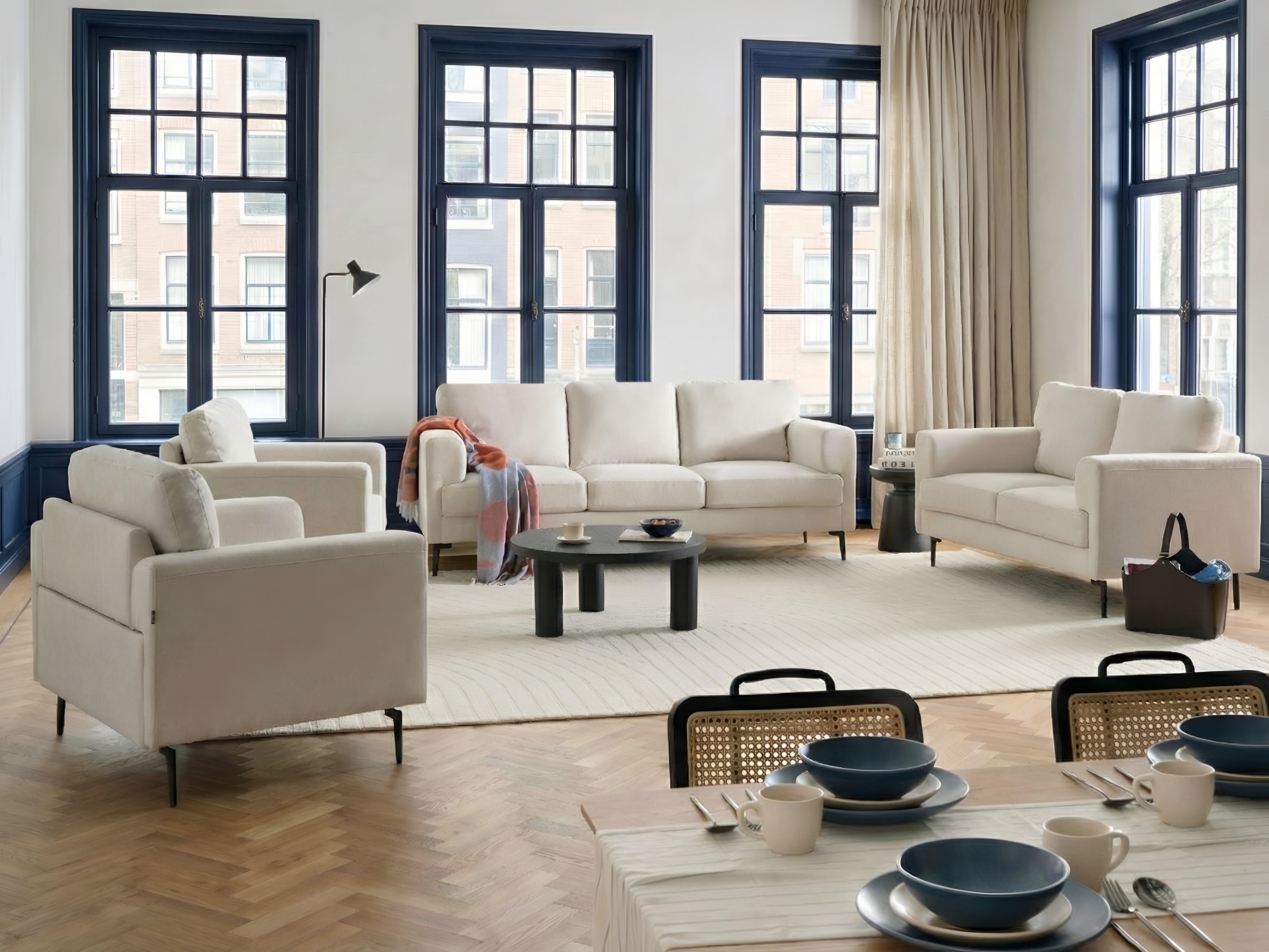 Bankenset 7-zits LOUSTO Stof Lichtbeige