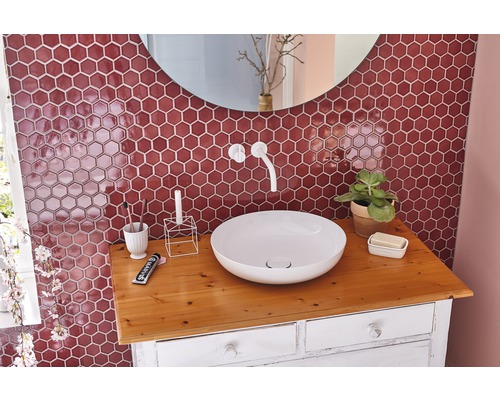 Keramisch mozaïek HX540 Hexagon Uni bordeauxrood glanzend