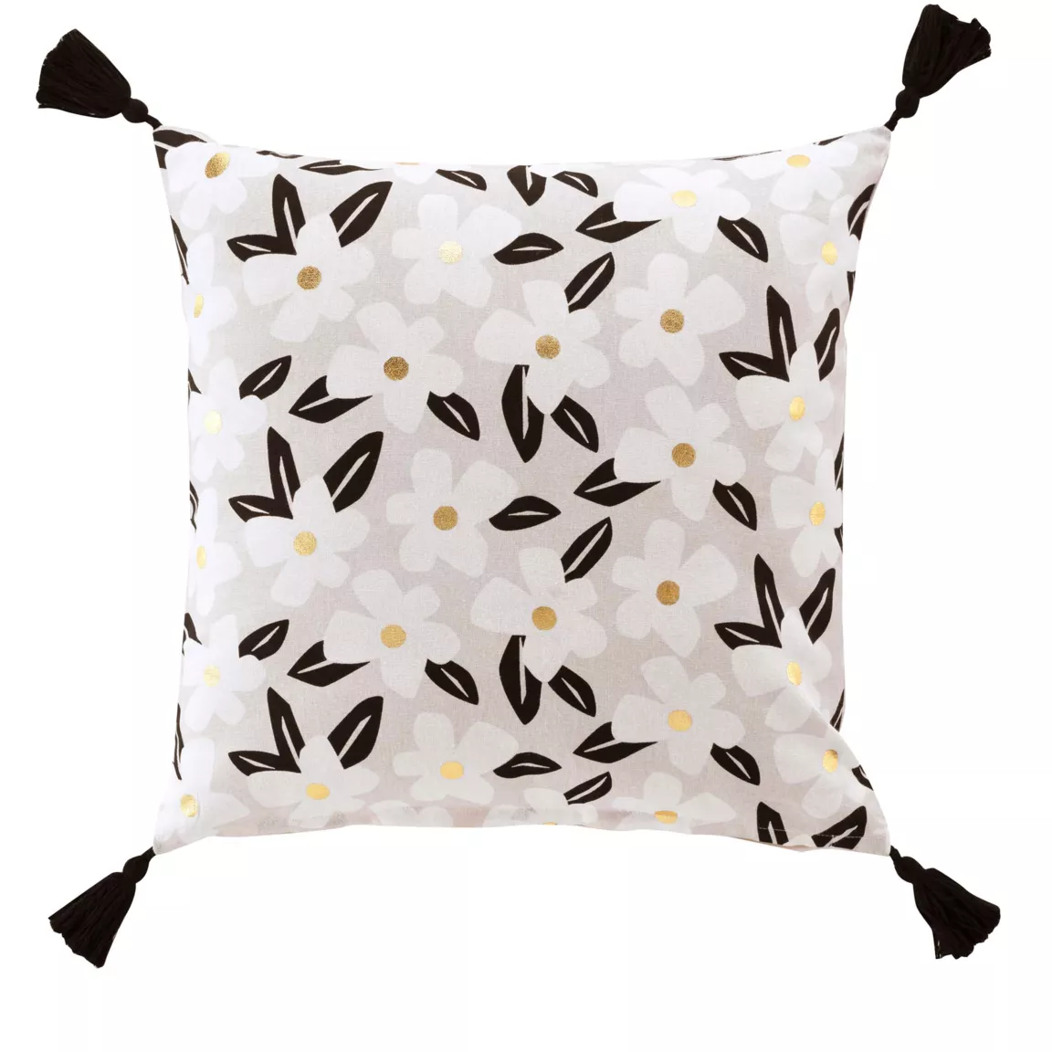 Coussin carré coton pompons (45 x 45 cm) Darcy Beige