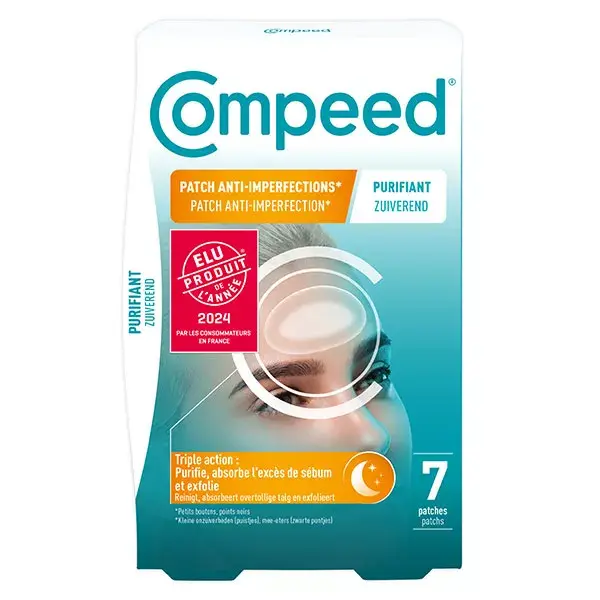 Adesivos purificantes hidrocoloides antiacne Compeed, 7 unidades