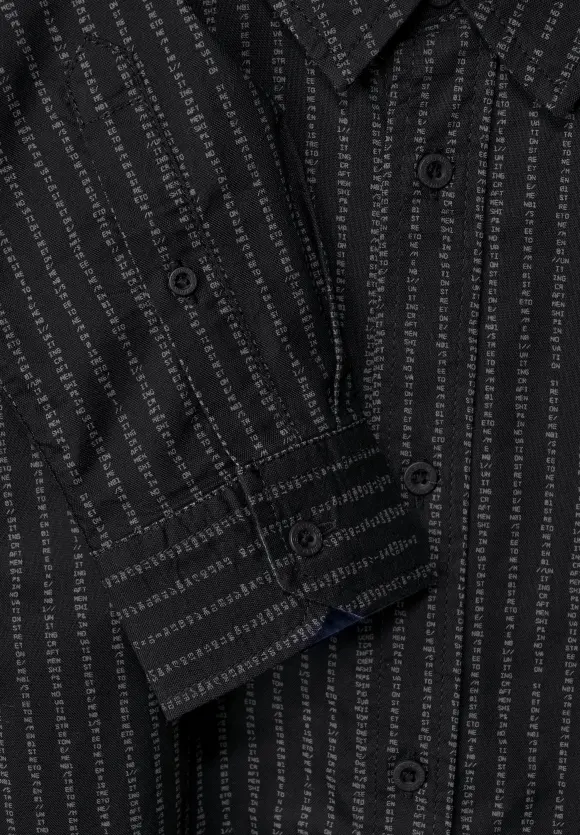 Oxfordhemd mit Wordingprint - Black