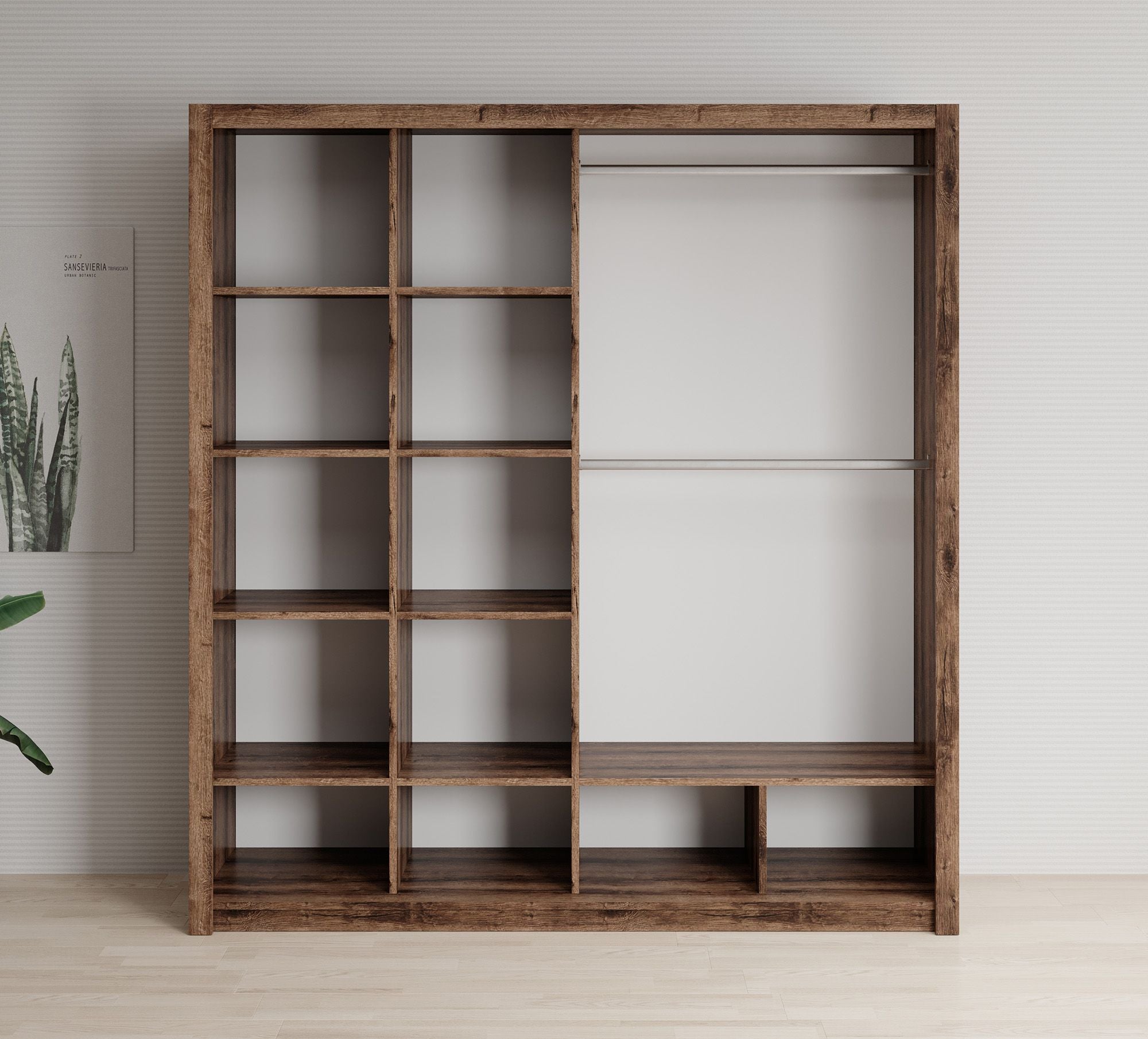 Blake - Kledingkast met schuifdeuren - Donker eiken - 200x62x215 cm
