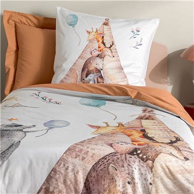 Linge de lit percale enfant animaux de la forêt