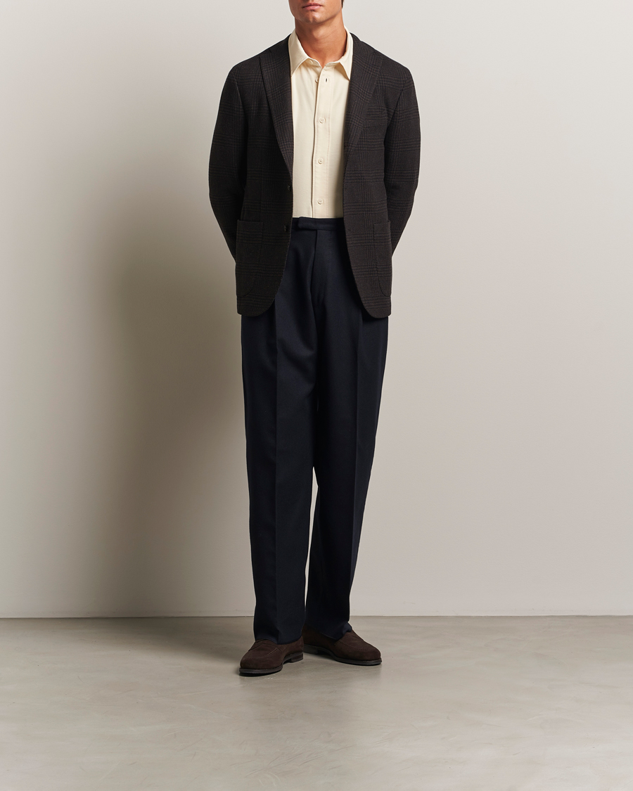 Boglioli K Jacket Cashmere/Wool Check Blazer Dark Brown