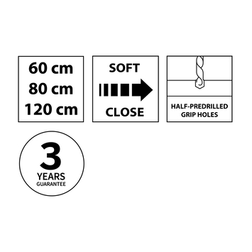 Tiger Maryport Badkamermeubelset 60 cm Mat zwart met wit glanzende polybeton wastafel en matzwarte grepen
