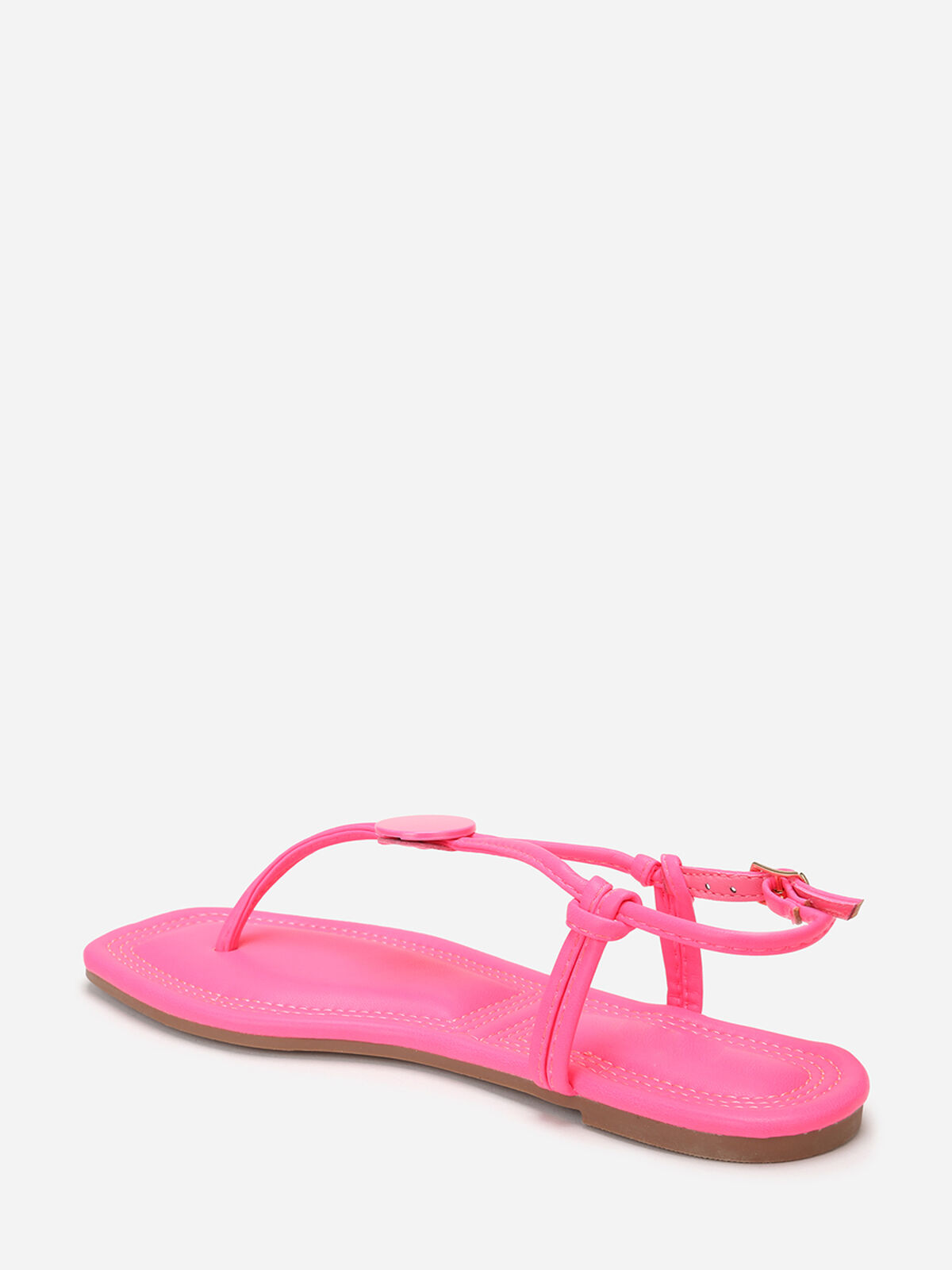 Nu-pieds à empiècement rond- Fuchsia