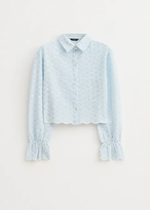Broderie blouse blauw (BLW.L)