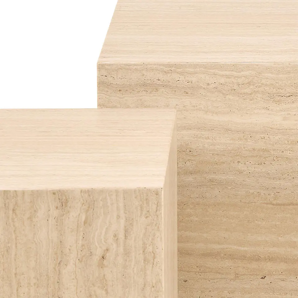 Salontafel Travertinlook - Set van 2 - 100x60x42cm - Lima