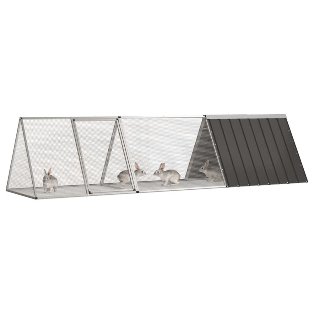 Clapier anthracite 302,5x80,5x71 cm acier galvanisé