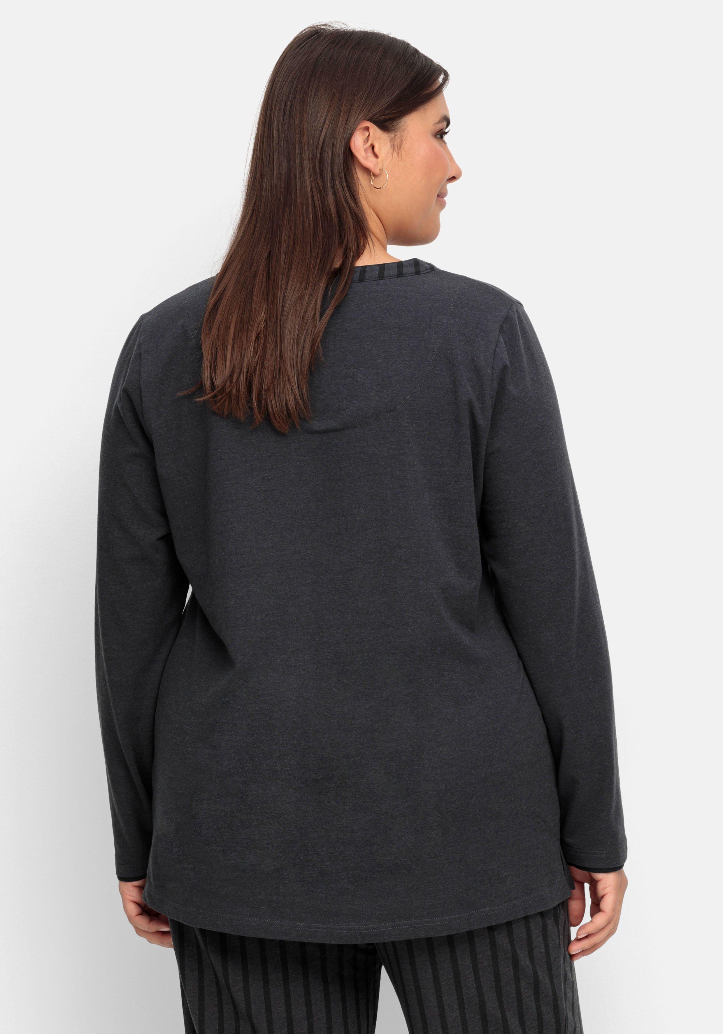 Langärmliges Schlafshirt mit Zierknopfleiste