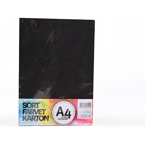 Farvet karton A4 10 ark - sort