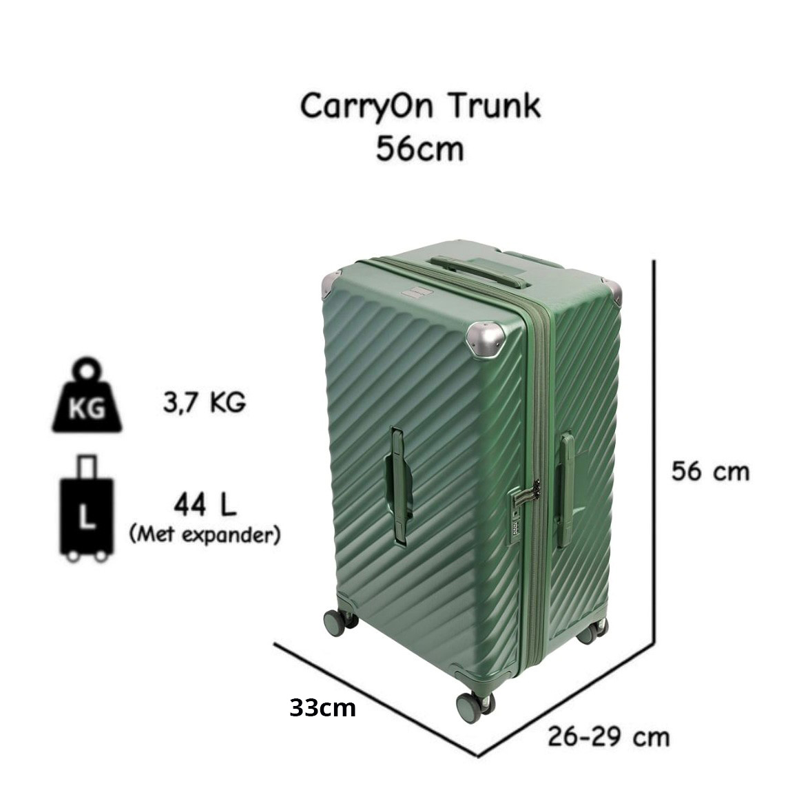 CarryOn Trunk 41 liter handbagage koffer - Green