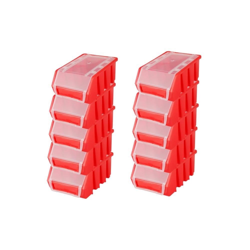 PROREGAL SuperSaver Set 10x Opbergdoos 2 met deksel HxBxD 7,5 x 11,6 x 16,1 cm Polypropyleen Rood