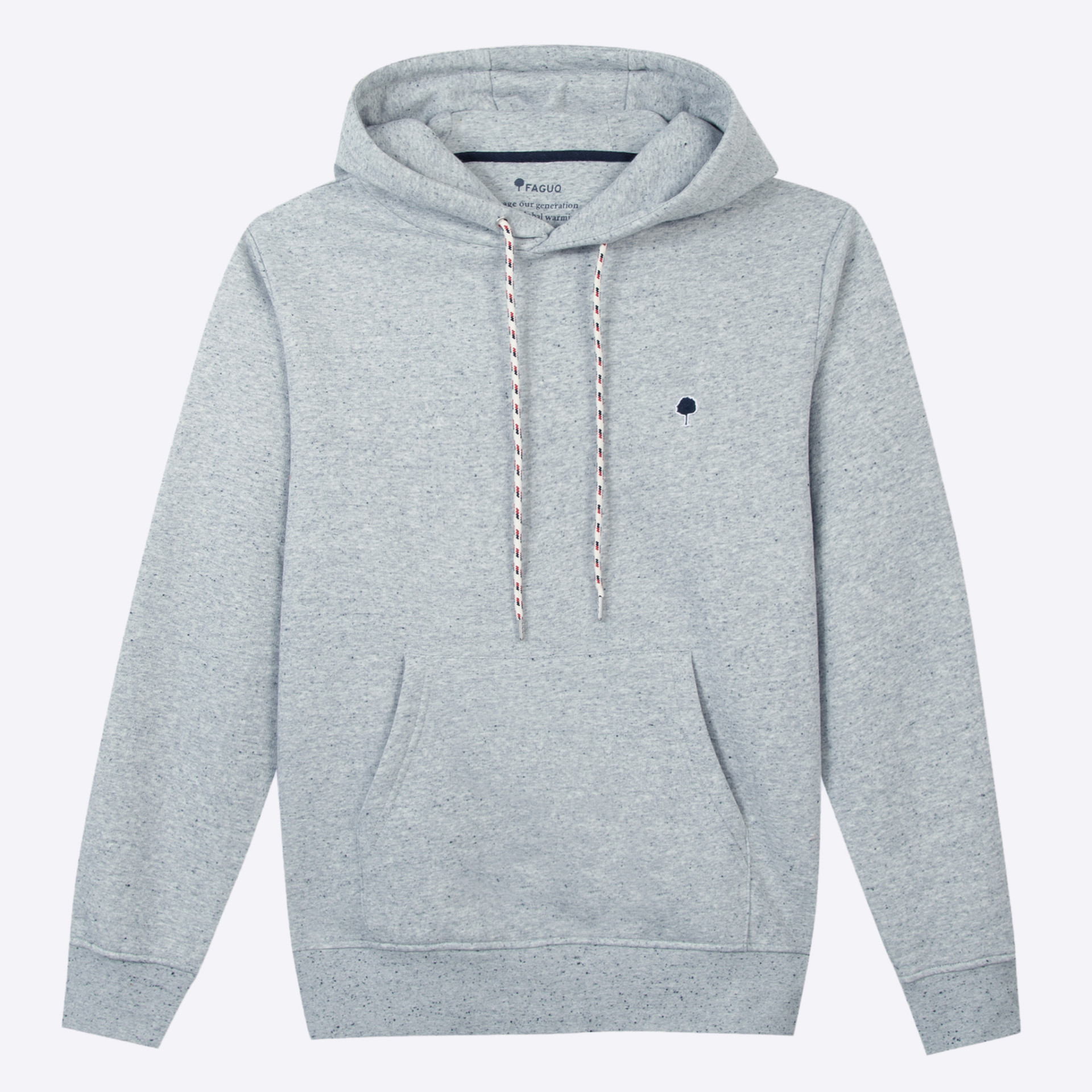 Sweat à capuche gris chiné coton et polyester recyclé - modèle Dirac