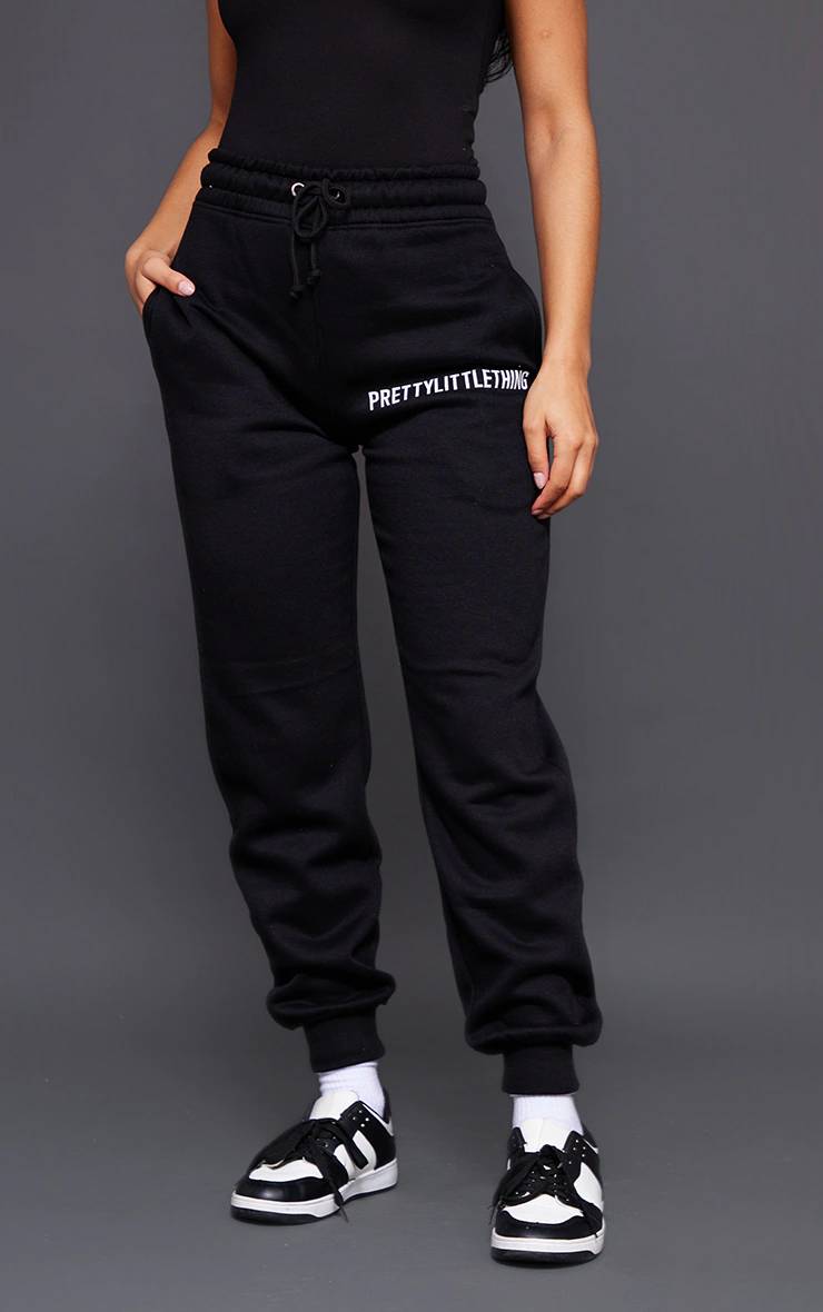 Noir Prettylittlething Joggers Taille Haute Avec Revers