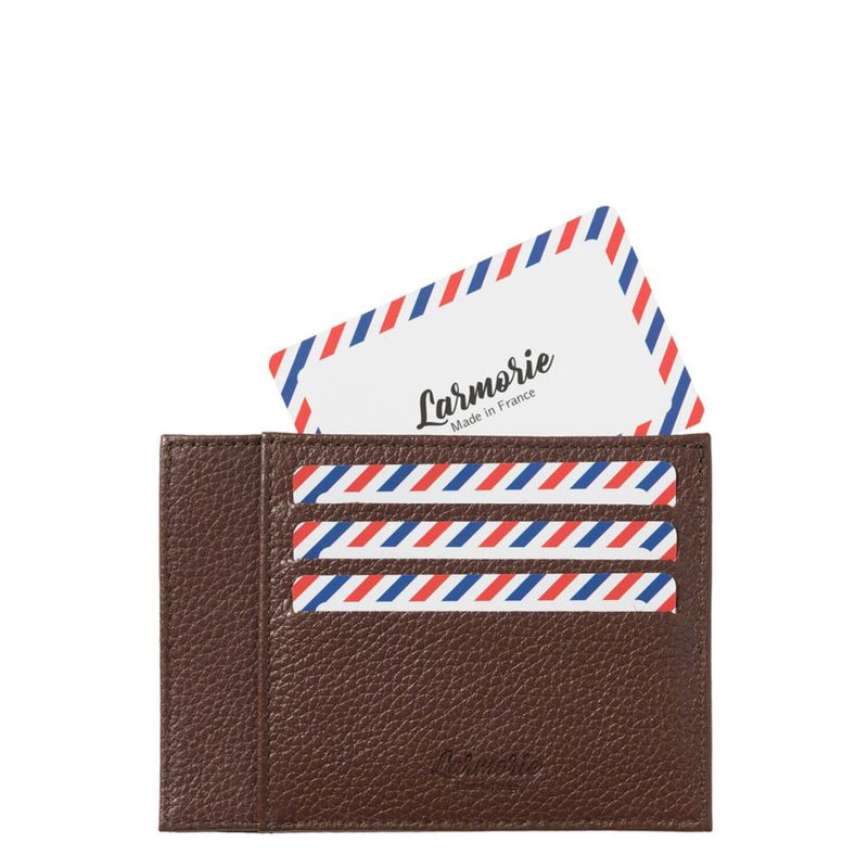 Porte-cartes Paul en cuir grainé Terre brunie