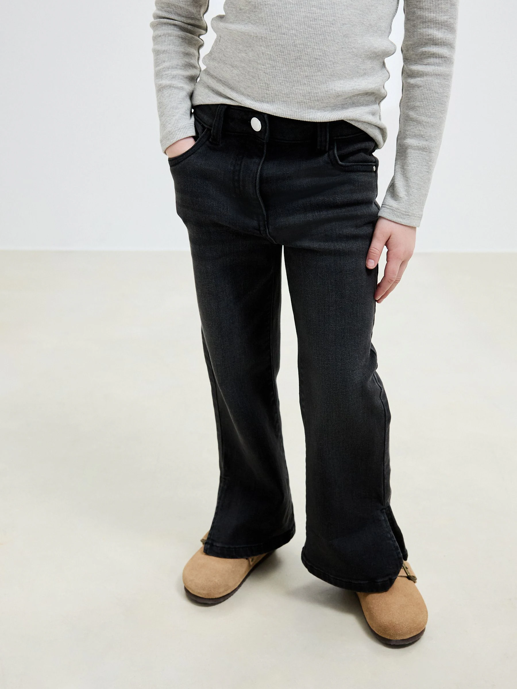 Antraciet - Flare jeans (3-16 jr)