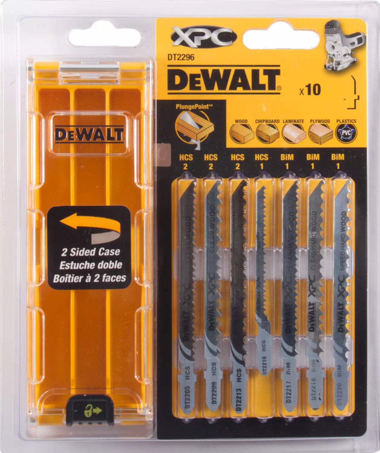 DeWALT DT2296 10 delig Decoupeerzaagblad set XPC in cassette - Hout / Kunststof / Laminaat