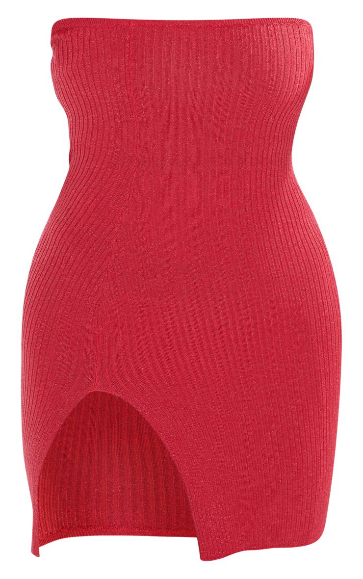 Rouge Robe Mini Bandeau En Maille Pailletée