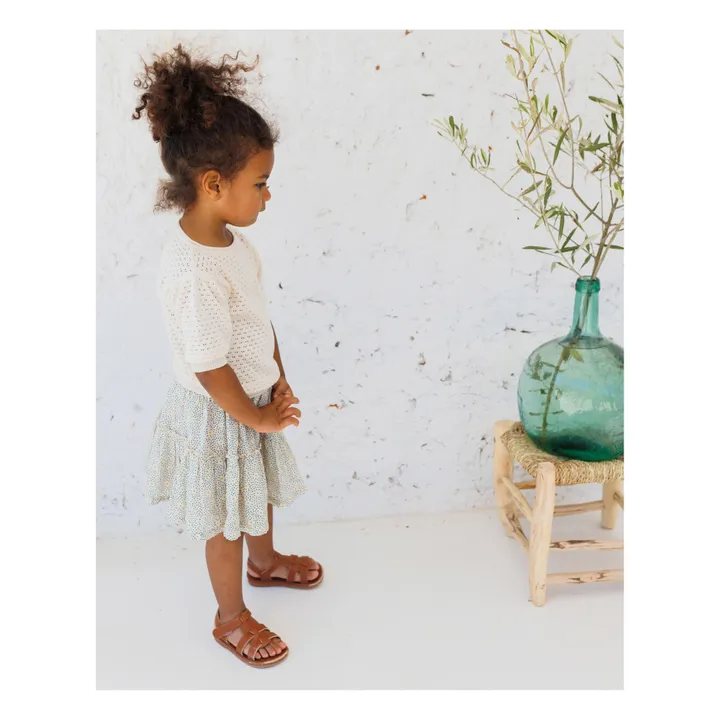 Búho Jupe Fleurie Voile de Coton | Ecru