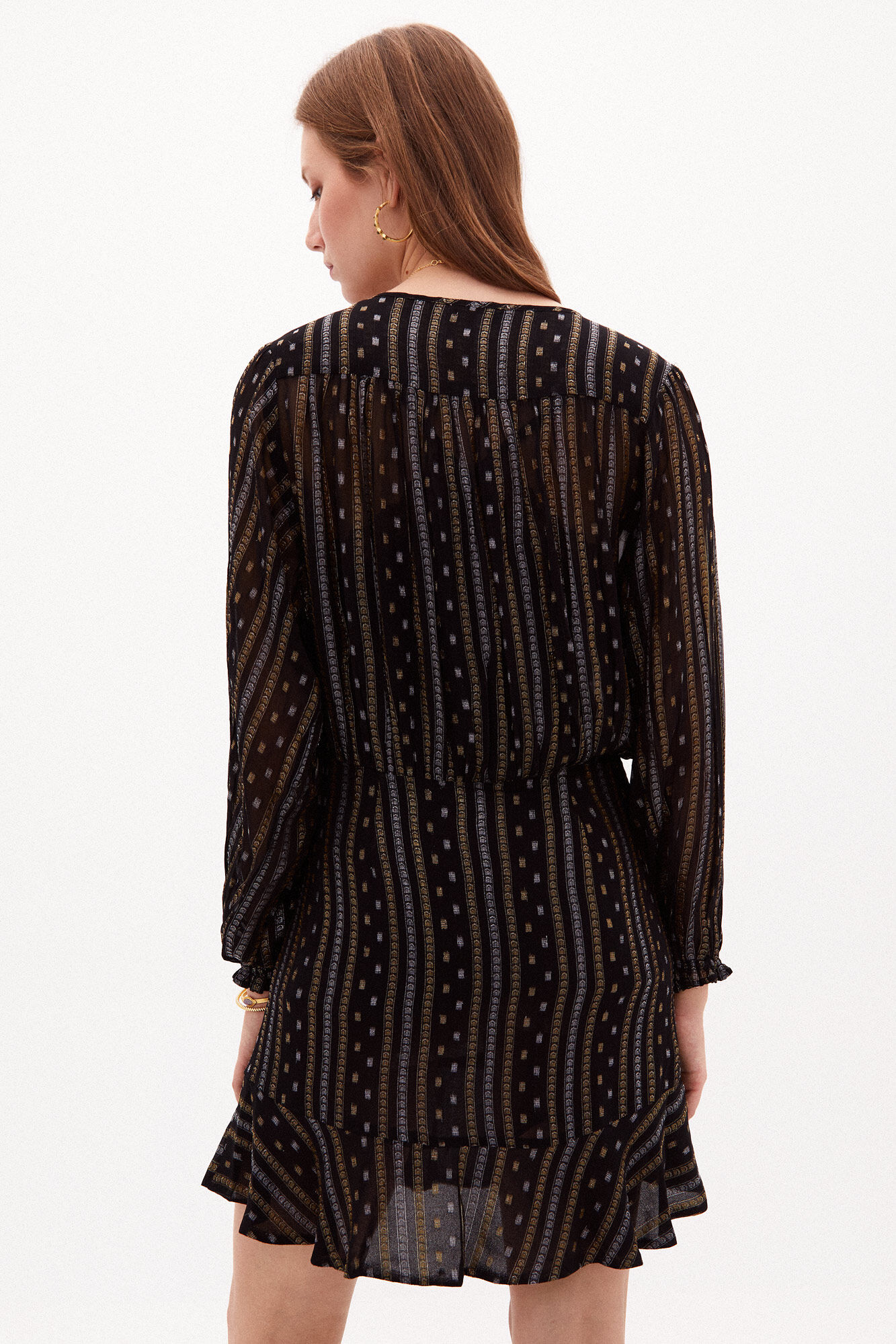 Vestido curto Alizee com lurex - Preto