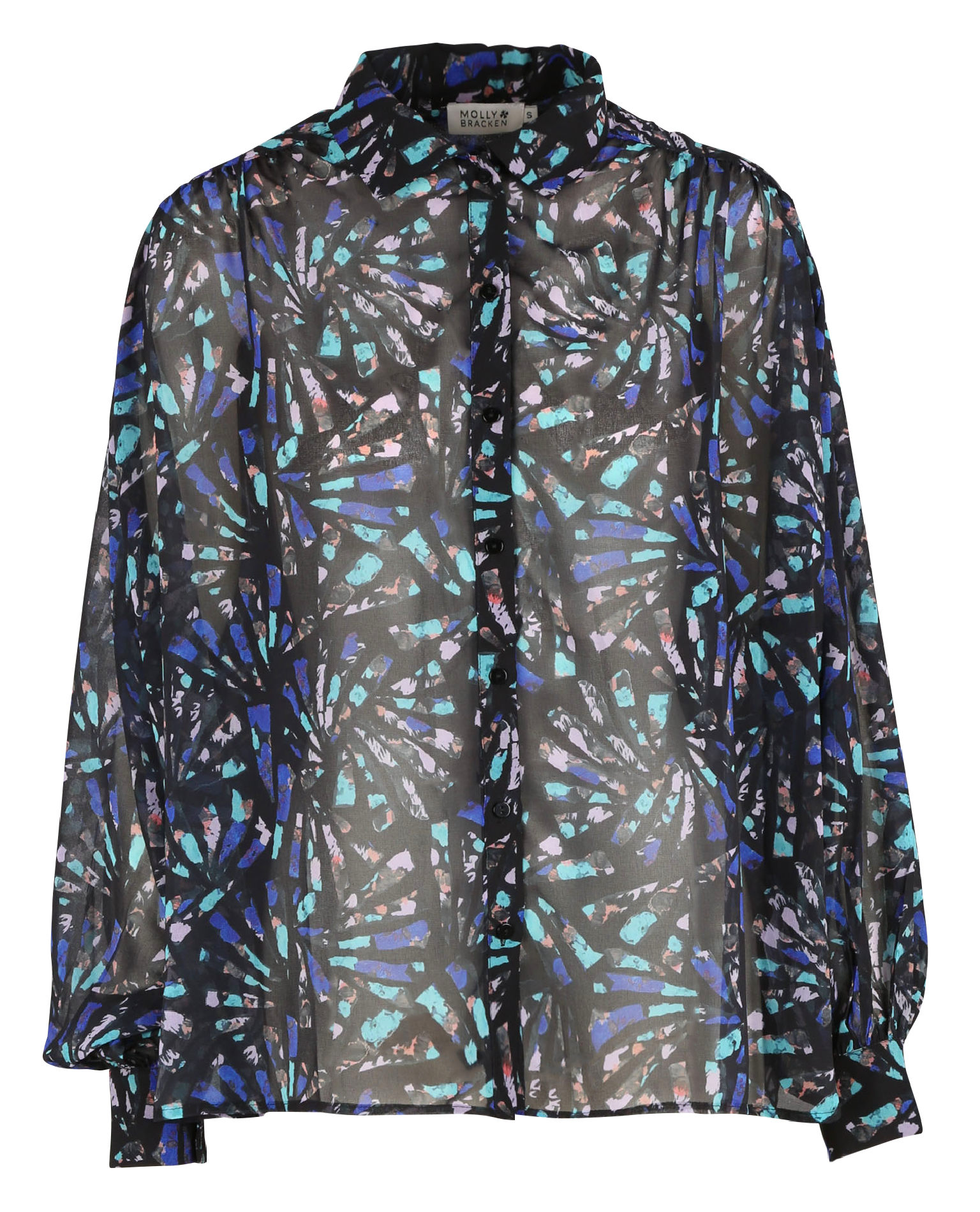 Chemise ample en voile imprimé | Bleu