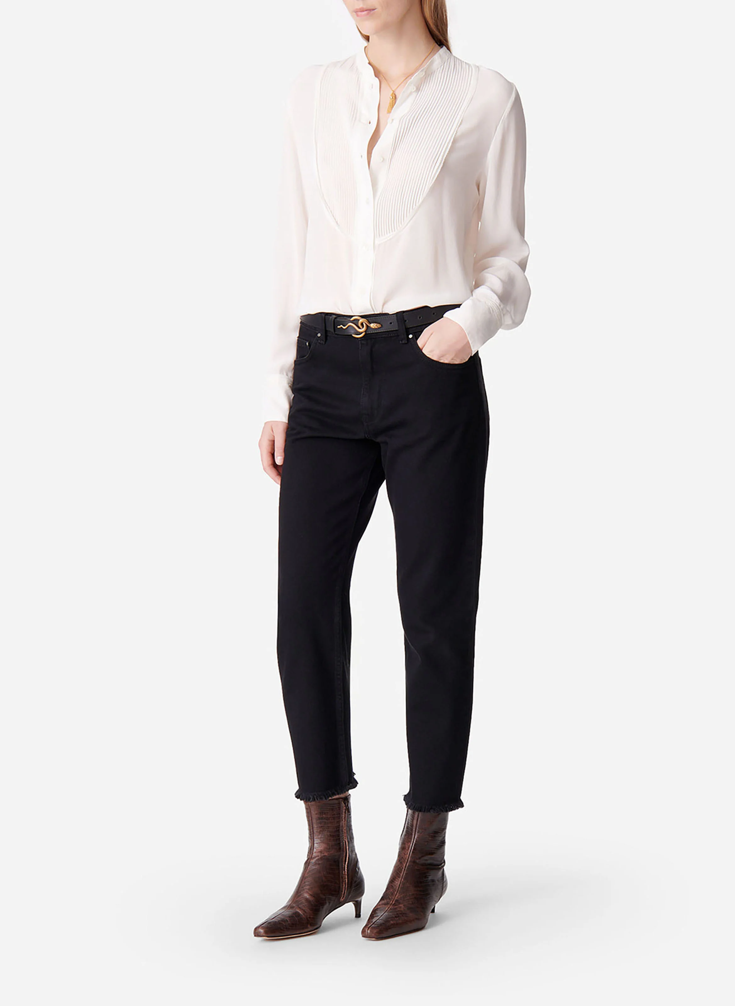 DEAL - Blouse ample en soie mélangée | Blanc