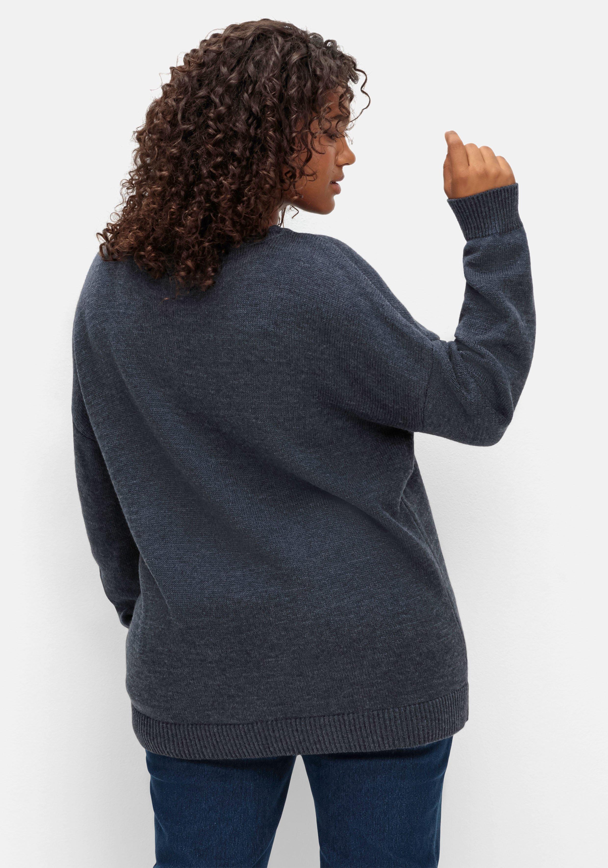 Pullover mit Intarsien-Wording, mit Kaschmiranteil