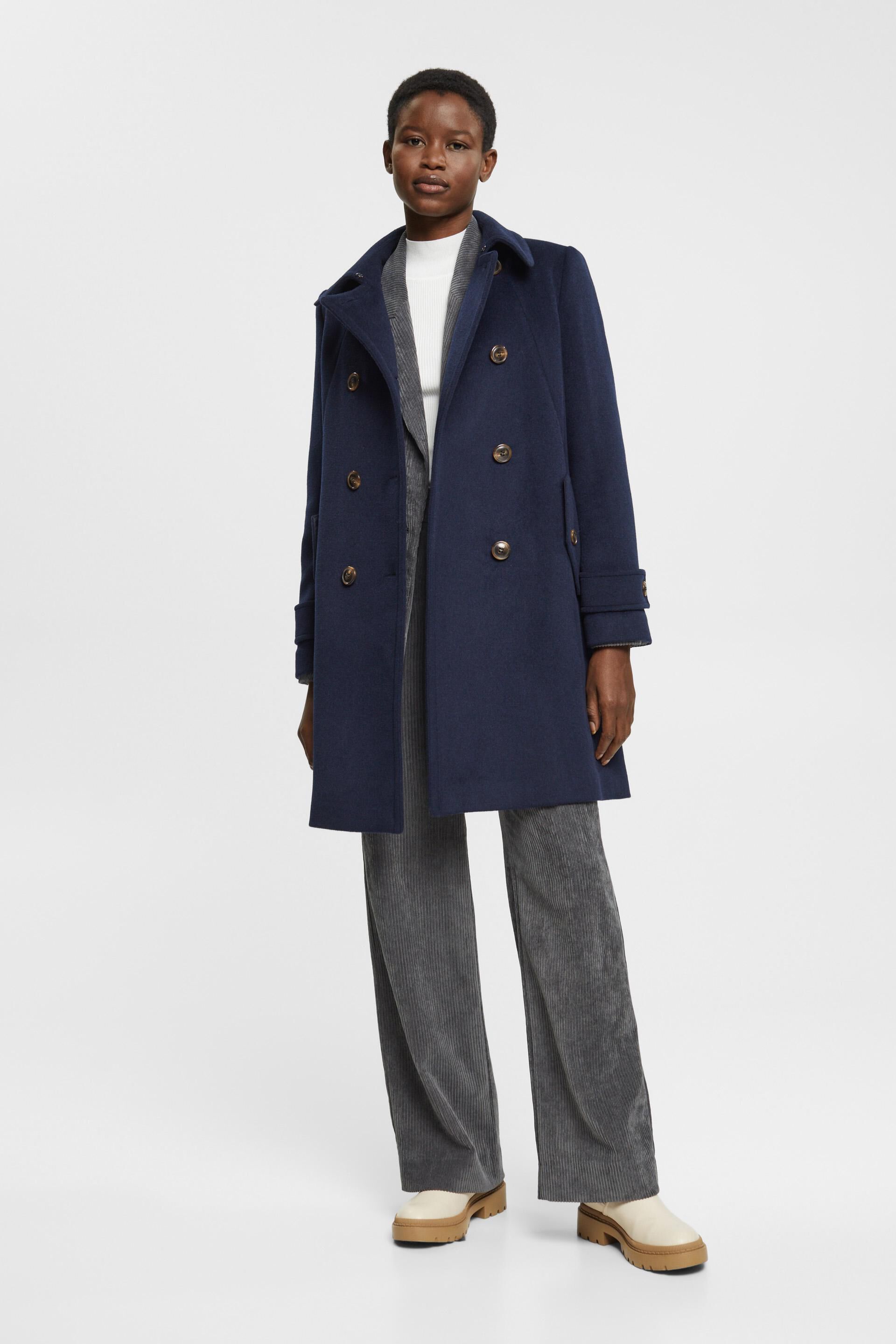 Manteau en laine mélangée à boutonnage croisé