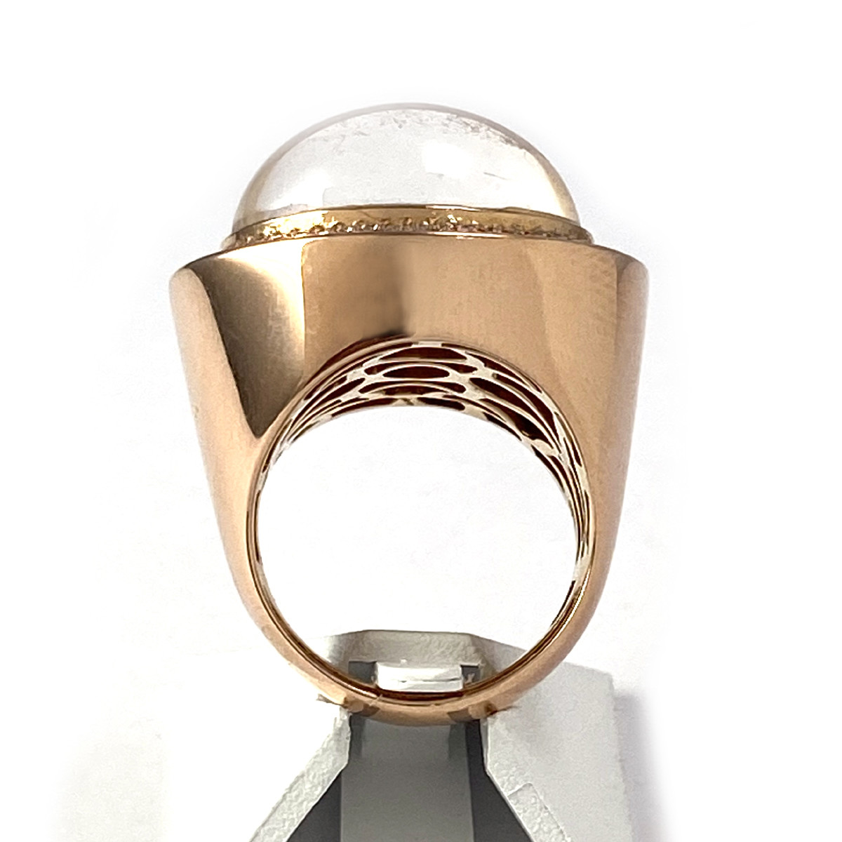 Bague d'occasion or 750 rose diamants quartz