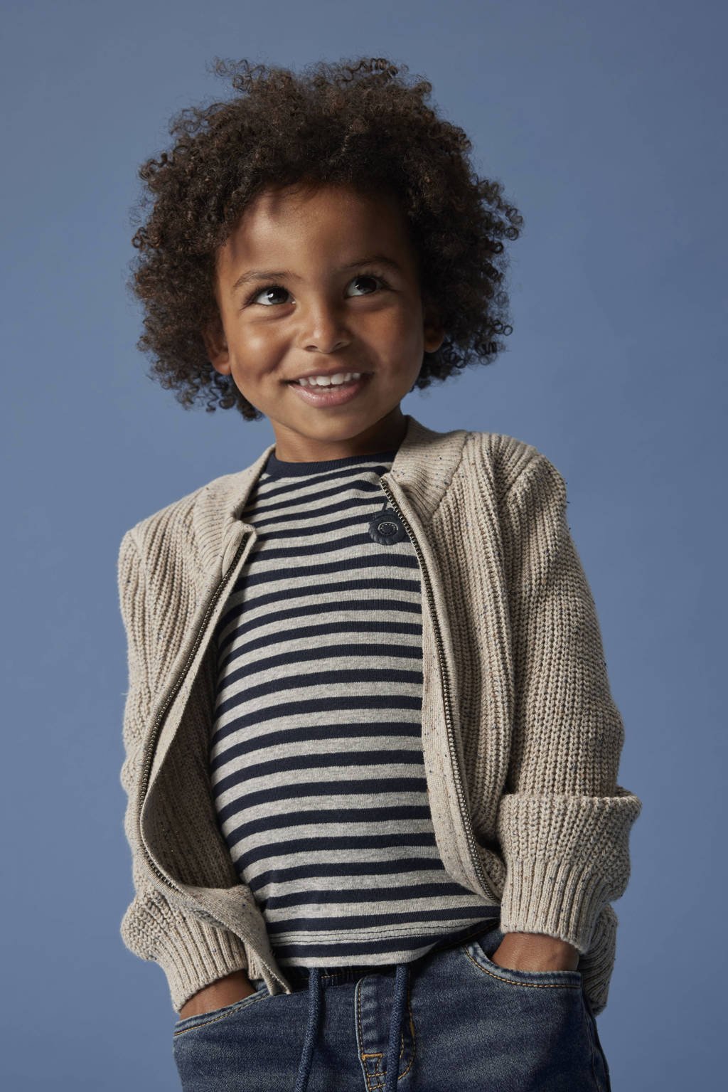 NAME IT MINI cardigan zand gebreid