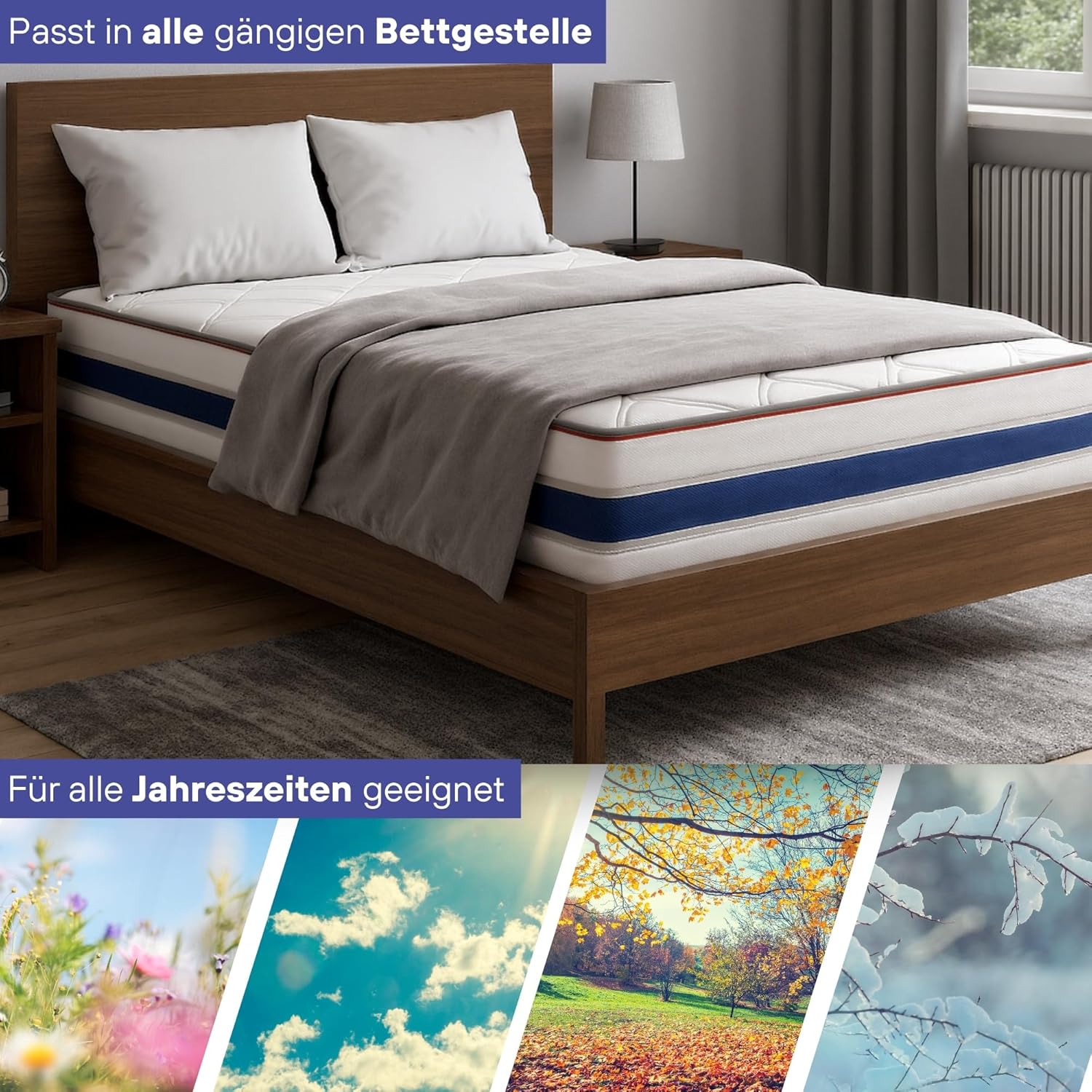 Arensberger RELAXX Matratze 90x200 cm | Kaltschaummatratze mit 3D Memory Schaum | ergonomische Höhe 25cm | wendbarer Härtegrad H2/H3 | Gel Schaum Bezug | 90x200cm Rollmatratze punktelastisch