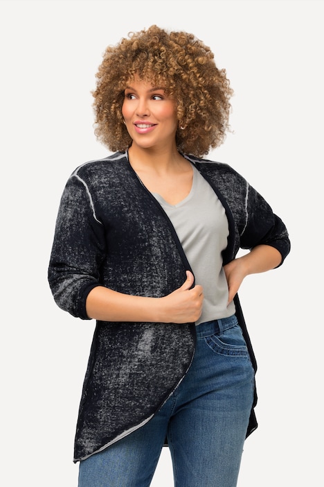 Strickjacke, hellere Kanten, A-Linie, Rollkanten