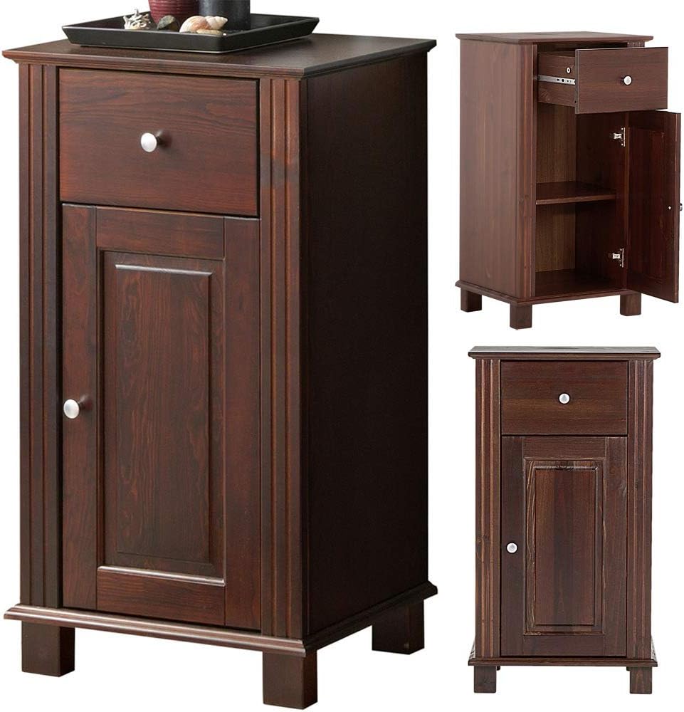 Lomadox Landhaus Badmöbel Komplett Set inkl. 85 cm Keramik-Waschtisch, Pinie Massivholz braun, B/H/T ca. 237/180/49cm