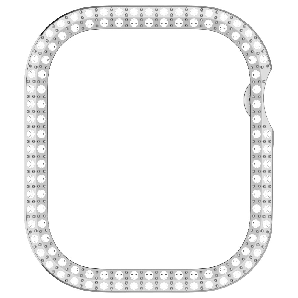Apple Watch Series 11 / Series 10 (46mm) Galvanisierte Glitzer Strass Bumper Hülle - Silber