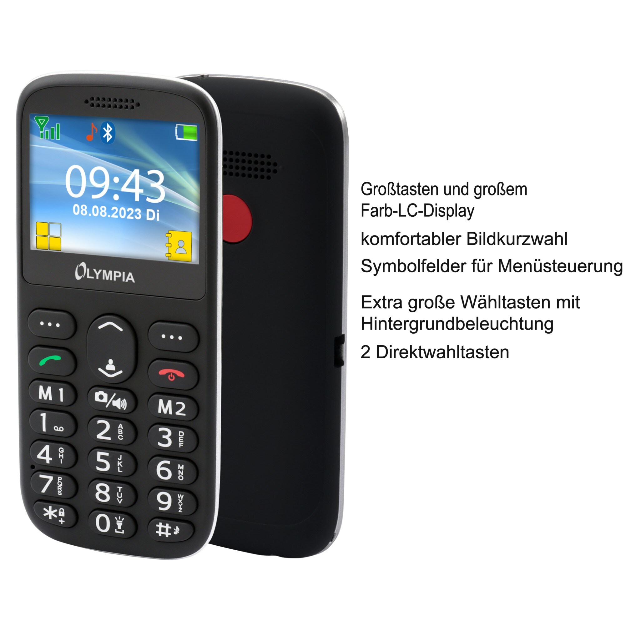 SUN Komfort Senioren Mobiltelefon mit Großtasten und großem Farb-LC-Display schwarz
