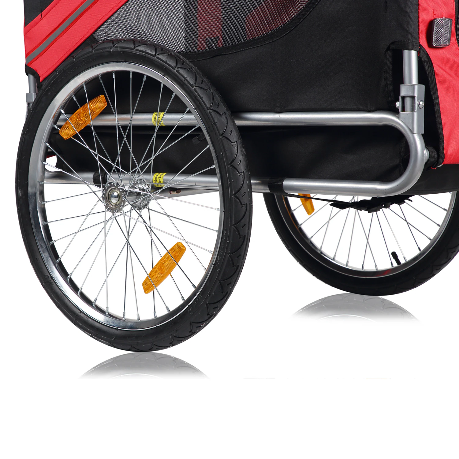 zoomundo Hundeanhänger Fahrradanhänger für Hunde - in Rot/Schwarz - Silver Frame