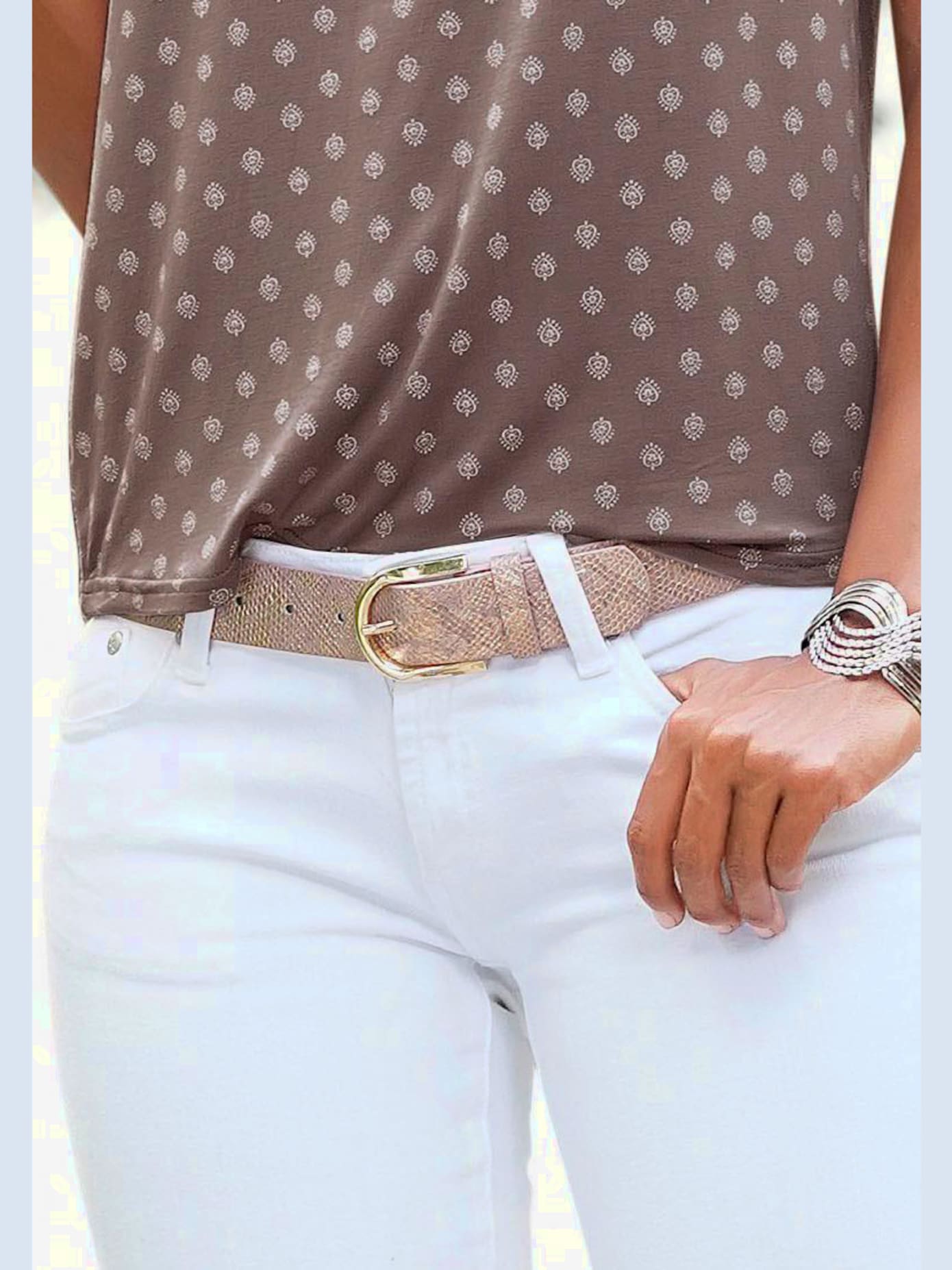Ceinture hanches ceinture au look métallisé tendance avec motif animal en relief
