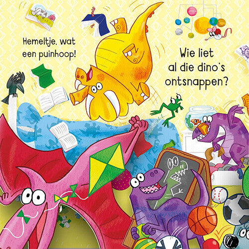 Uitgeverij usborne pop-upboek wie liet de dino's ontsnappen?
