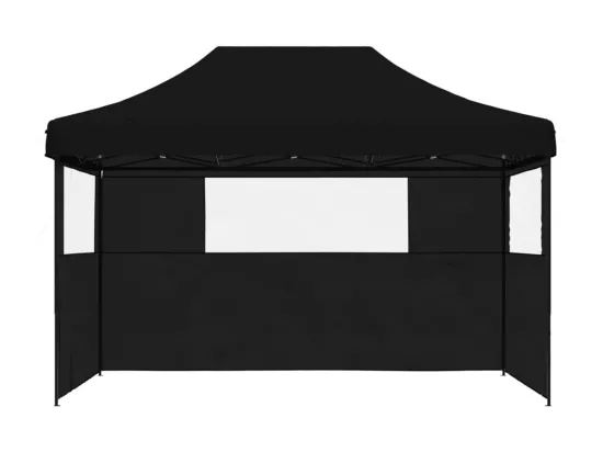 Tente de réception pliable escamotable 3 parois latérales noir