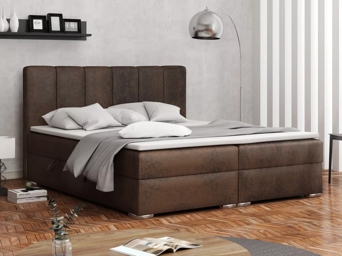 LIT BOXSPRING avec coffres Provo 180x200 cm, Gobi 03 (Brun)