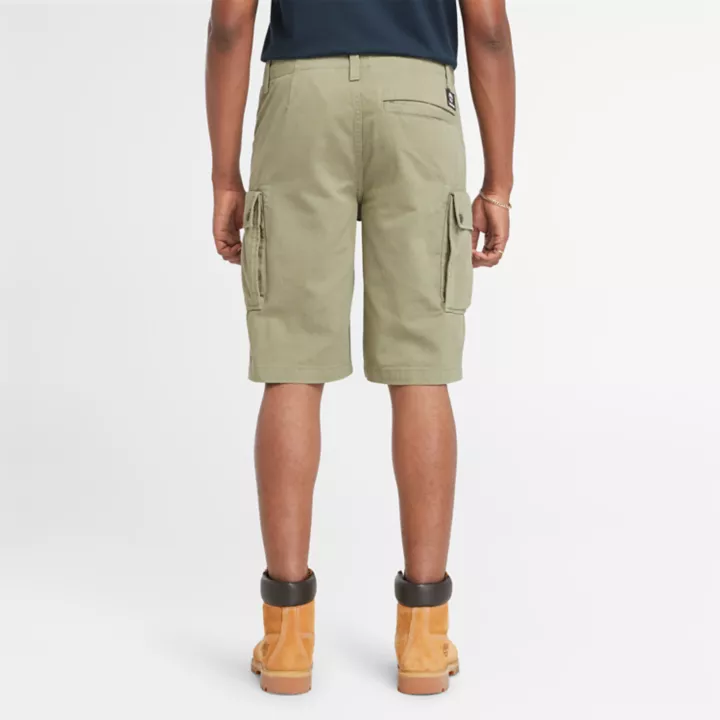 Short cargo en sergé pour homme en vert