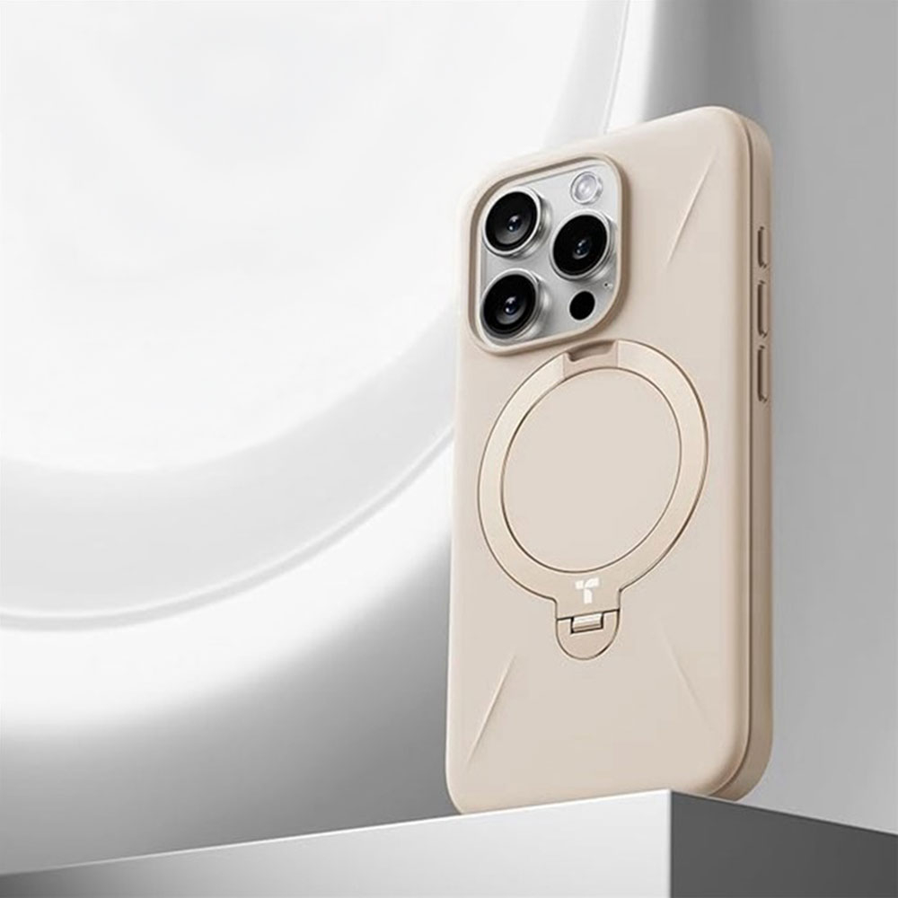 iPhone 16 Pro Max Ostand 360° Spin Fusion MagSafe Hybrid Hardcase Schutz Hülle Ring Stand   Kickstand - Beige