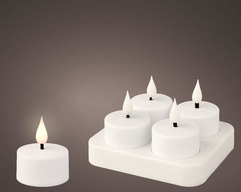 LED - Oplaadbare Theelichten - Wit - Set van 4 - Ø4x4,5 cm