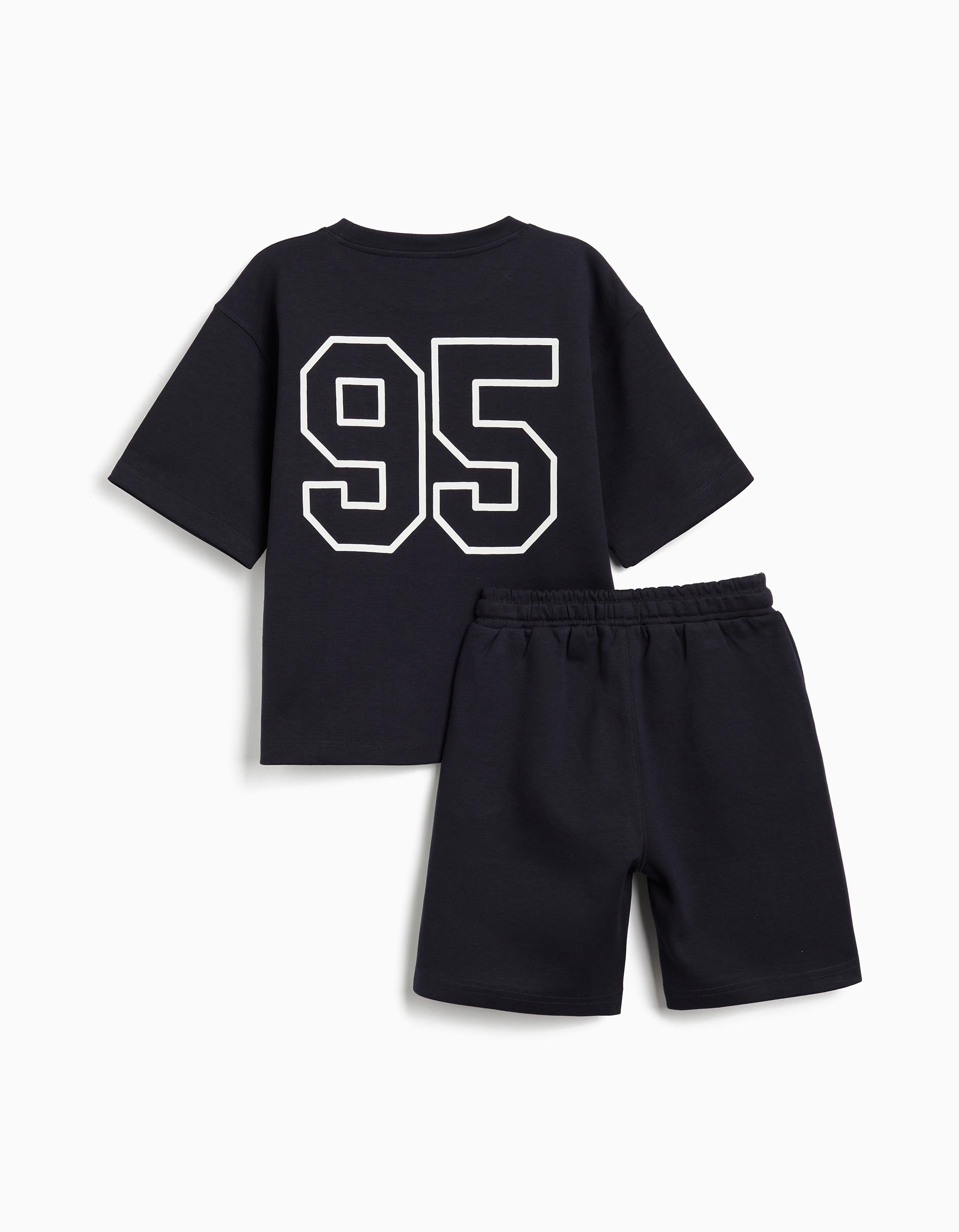 Conjunto T-shirt e Calções Fleece, Menino, Azul