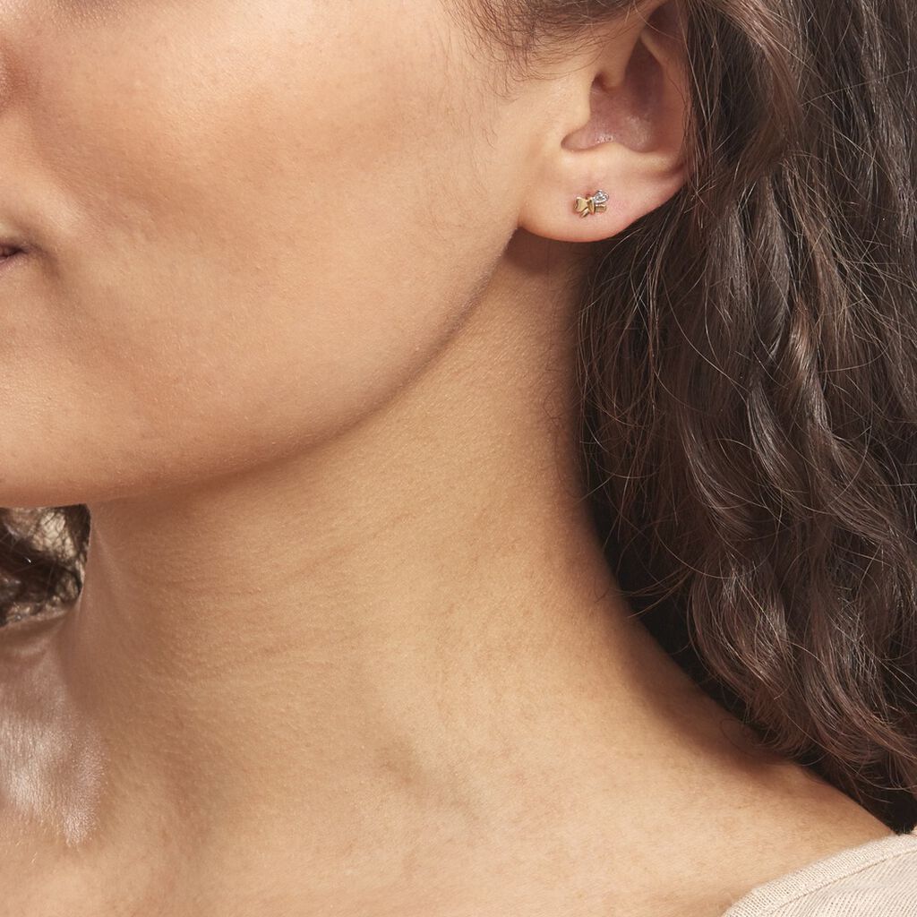 Boucles D'oreilles Puces Bartholomee Papillon Or Jaune